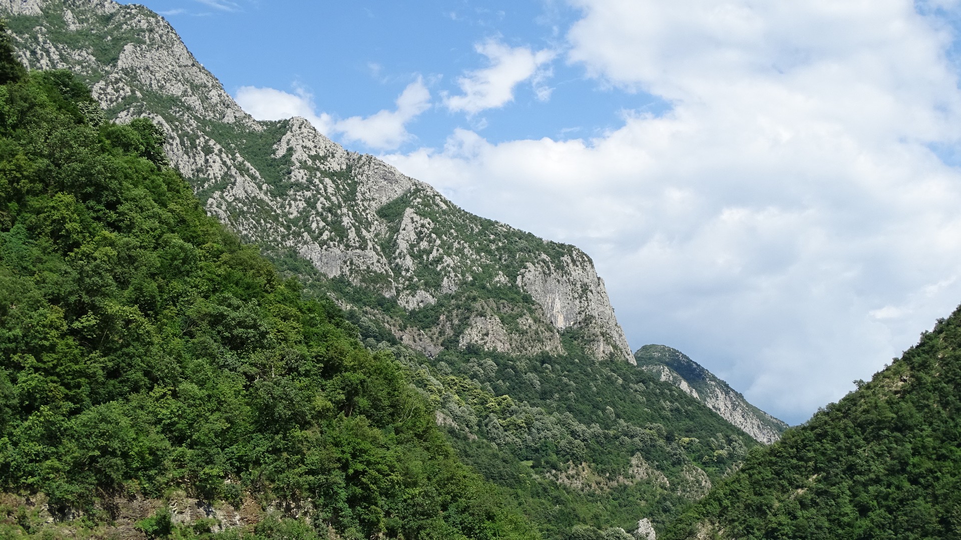 Lake Koman and its mountain scenery in northern Albania