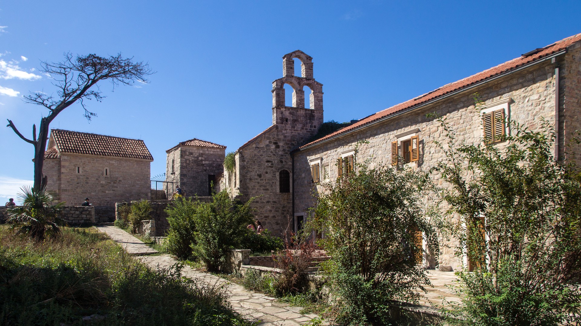 Historic stone architecture in Budva Old Town, Montenegro