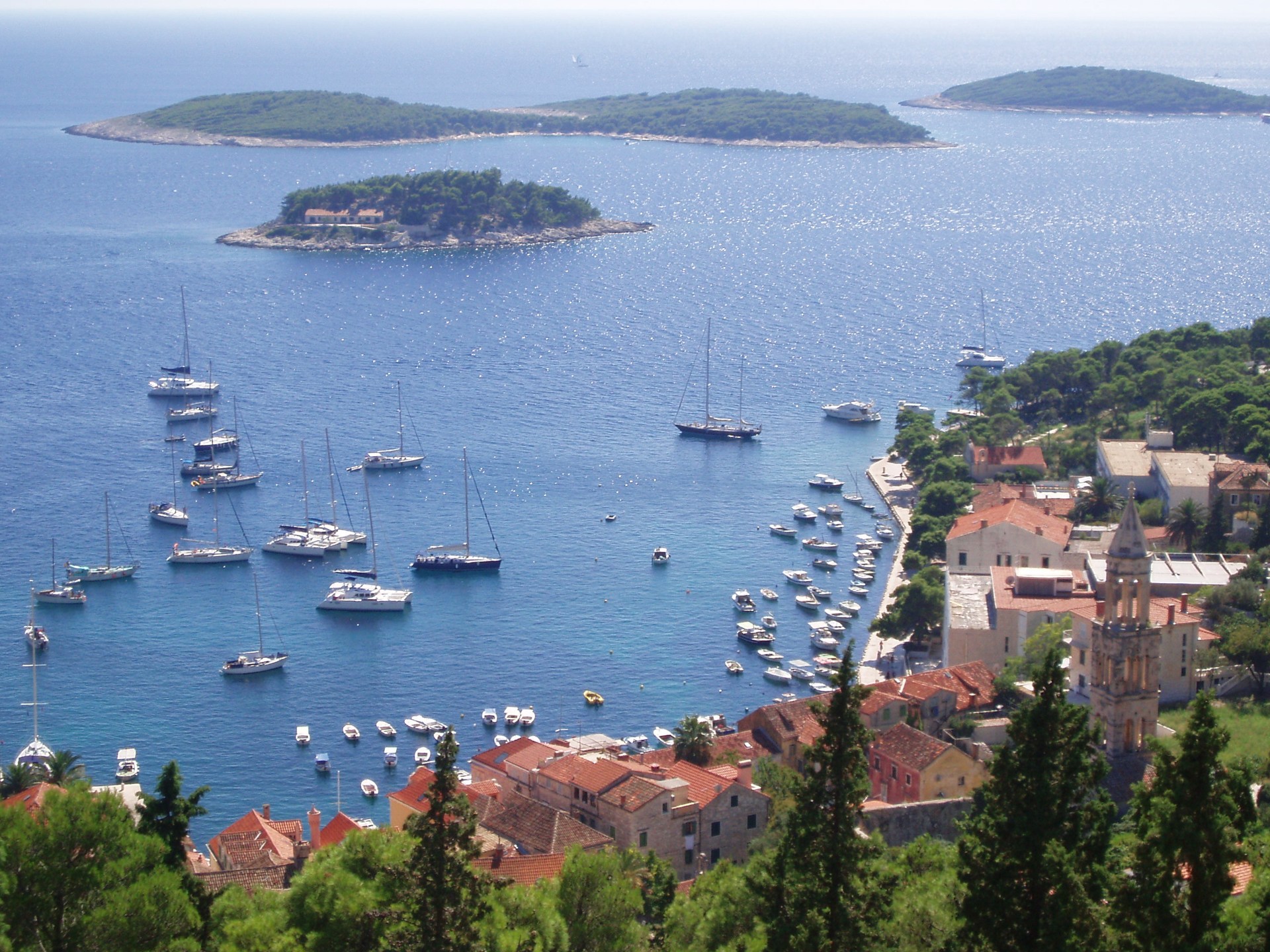 The coast and harbour of Hvar island, Croatia