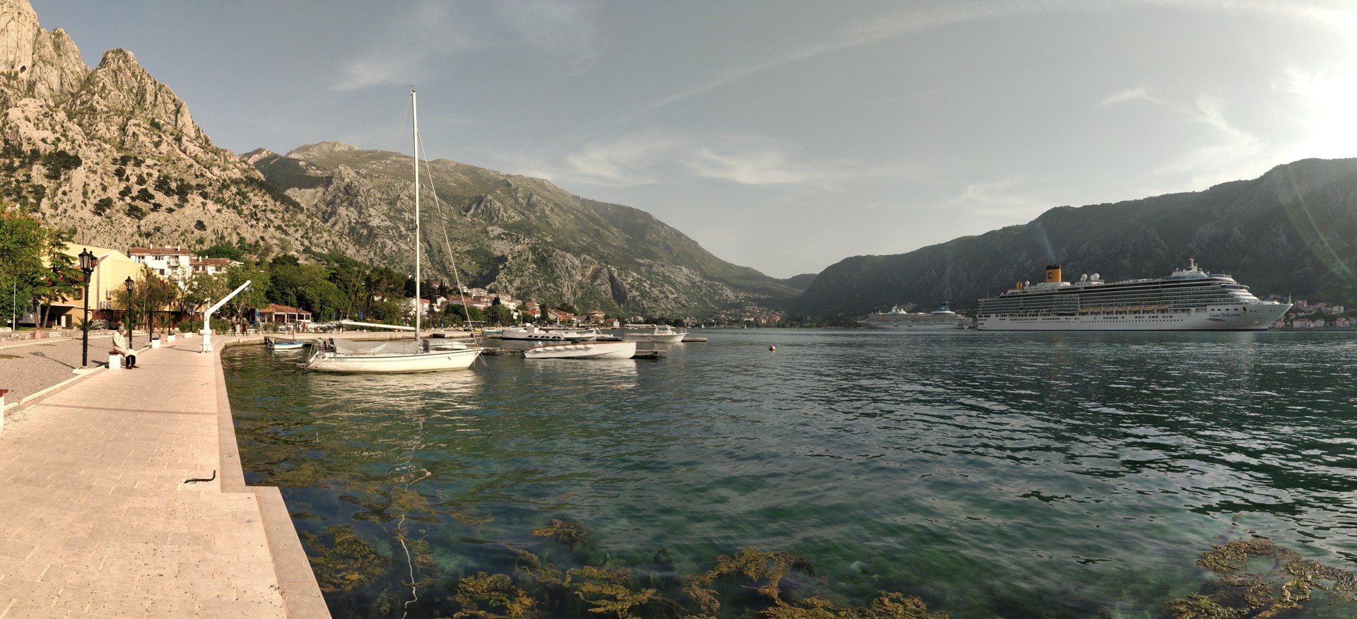 The Bay of Kotor and the historic town of Kotor, Montenegro