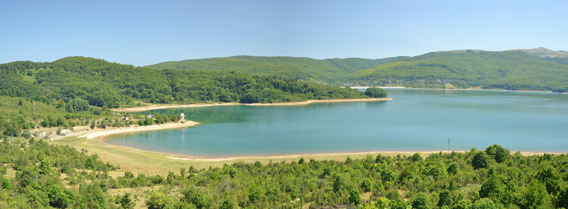Mountain and lake scenery in Mavrovo, North Macedonia