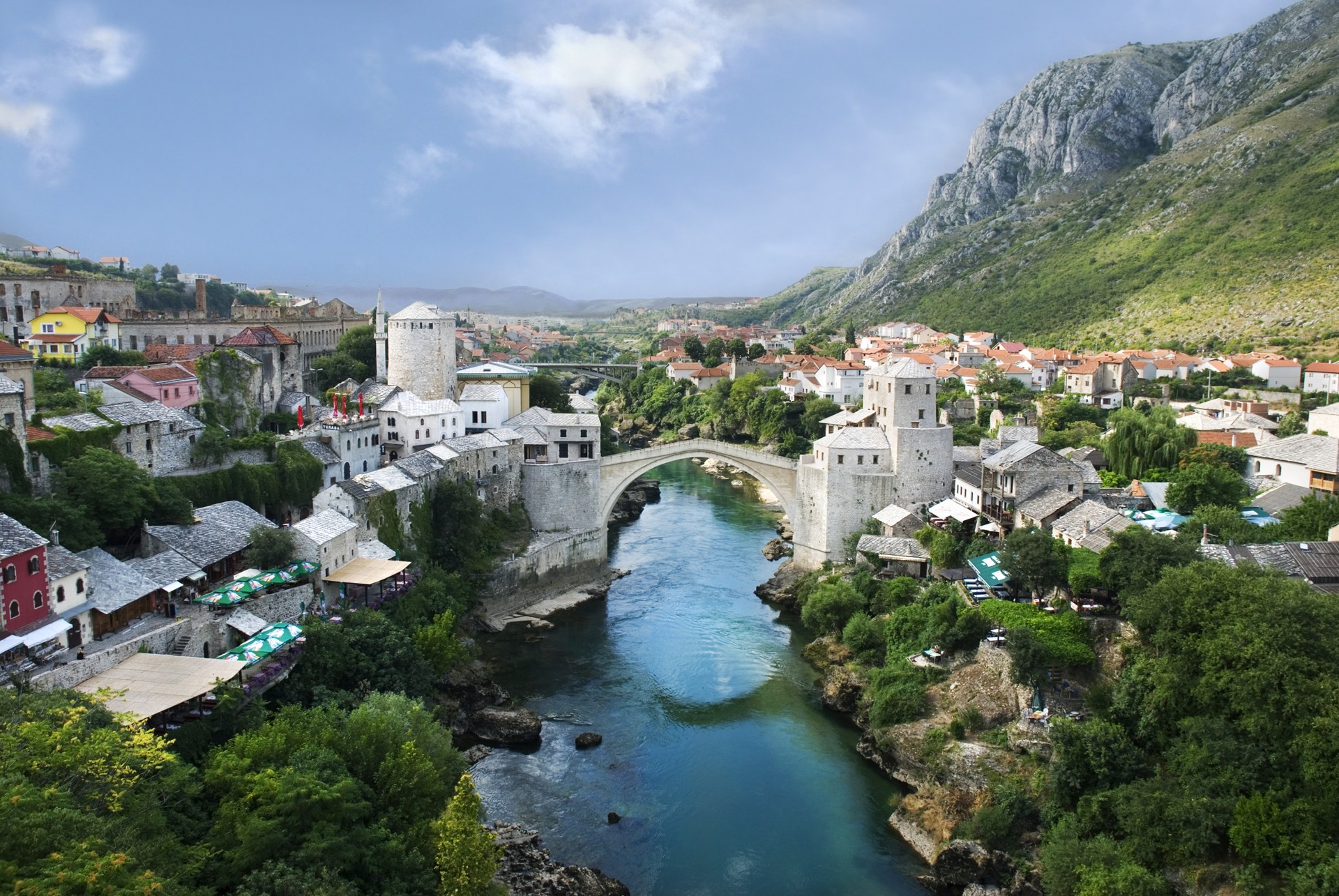 Stari Most and the old town of Mostar, Bosnia and Herzegovina