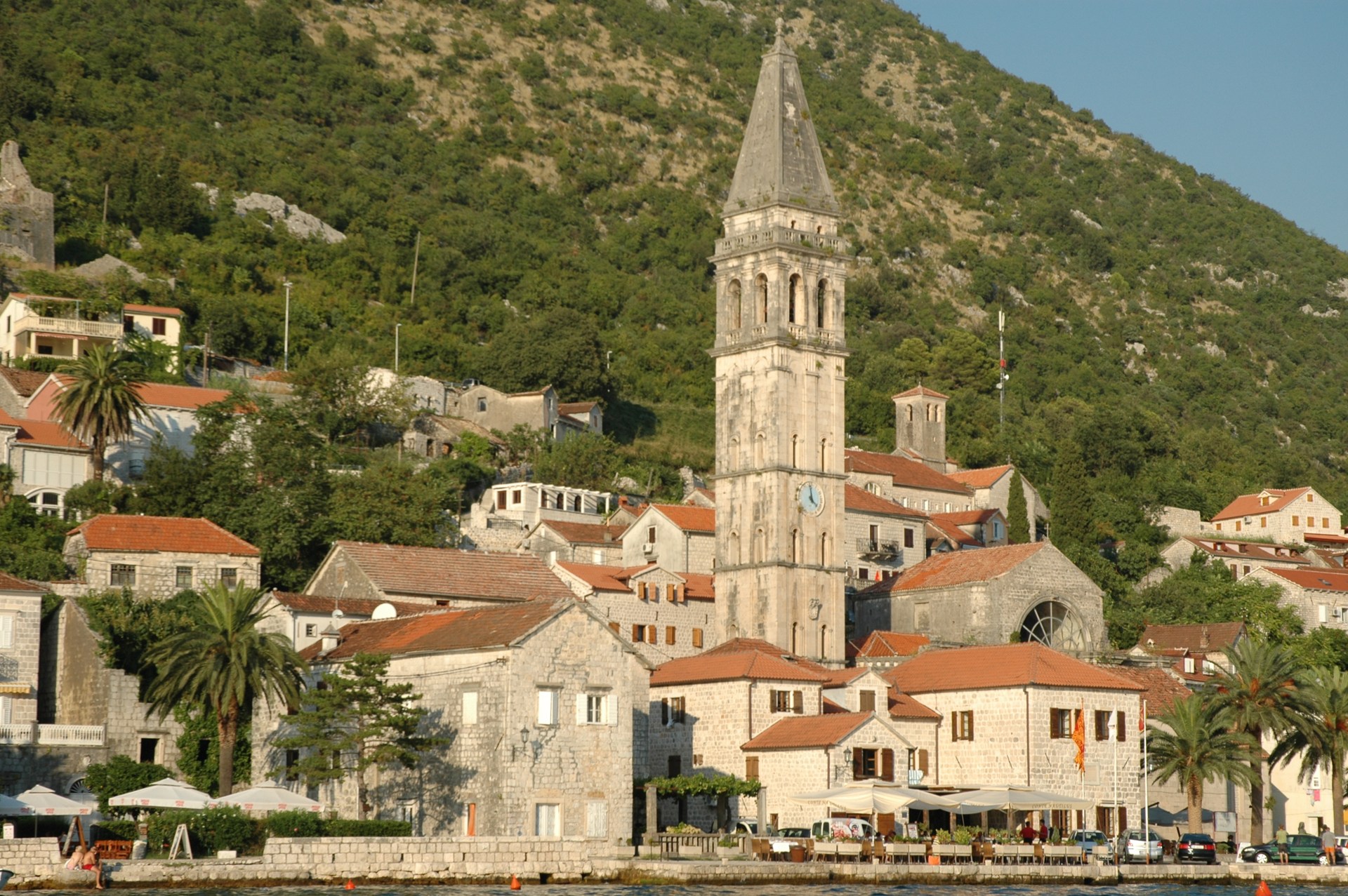 Historic waterfront buildings in Perast, Montenegro