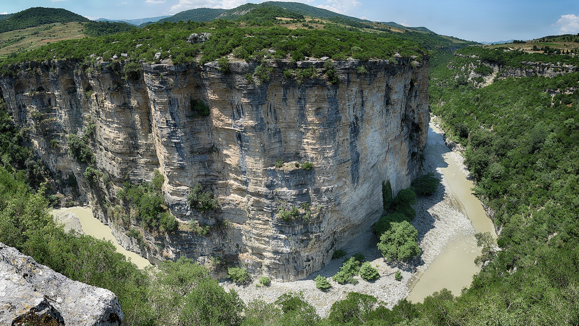 Panoramic view into the Osum Canyon in Albania
