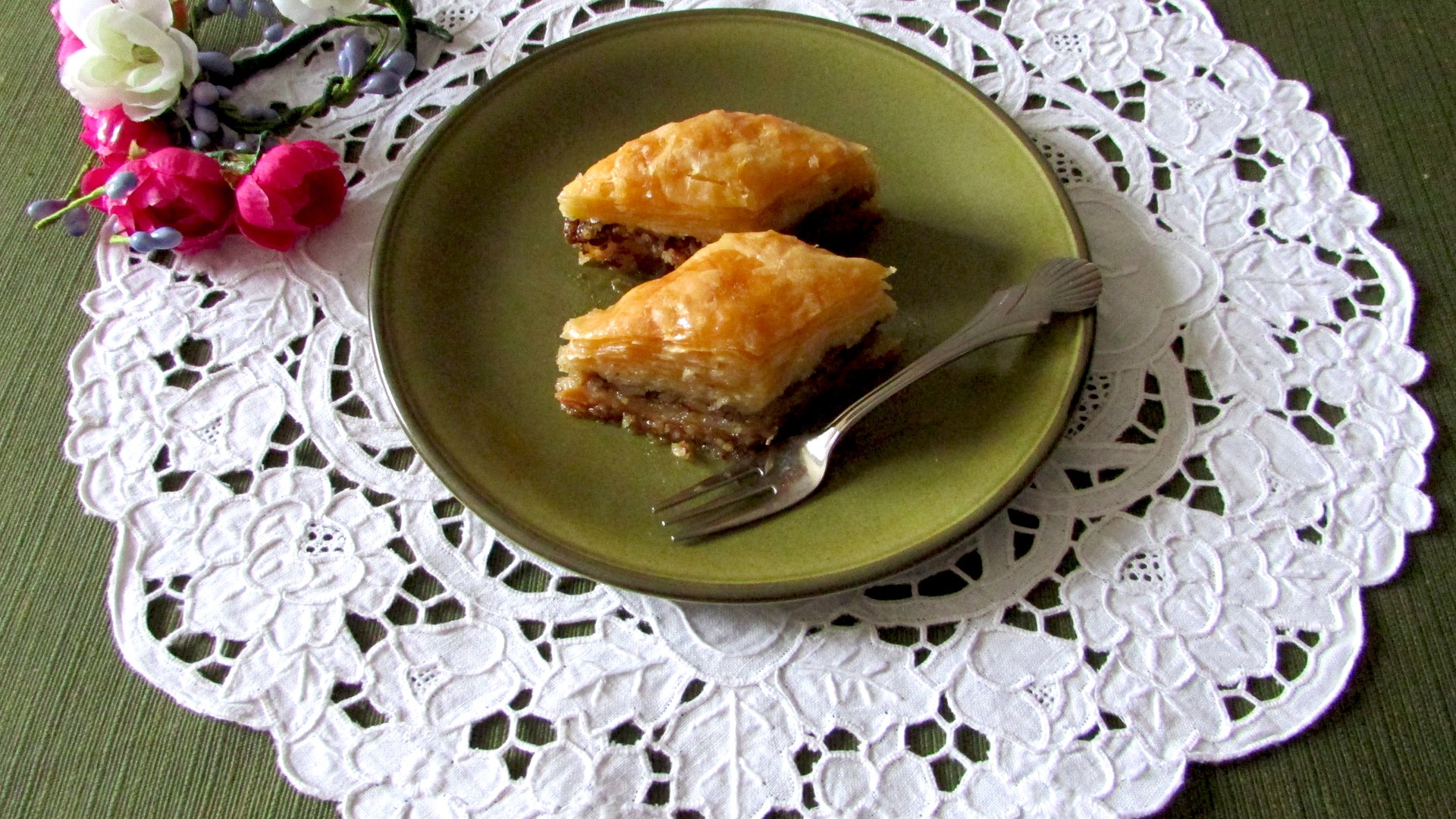 Traditional Albanian baklava with walnuts