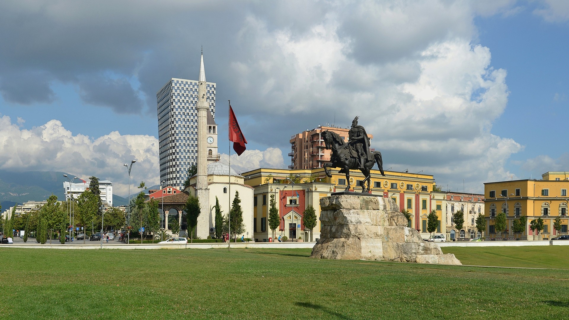 Skanderbeg Square in central Tirana, Albania