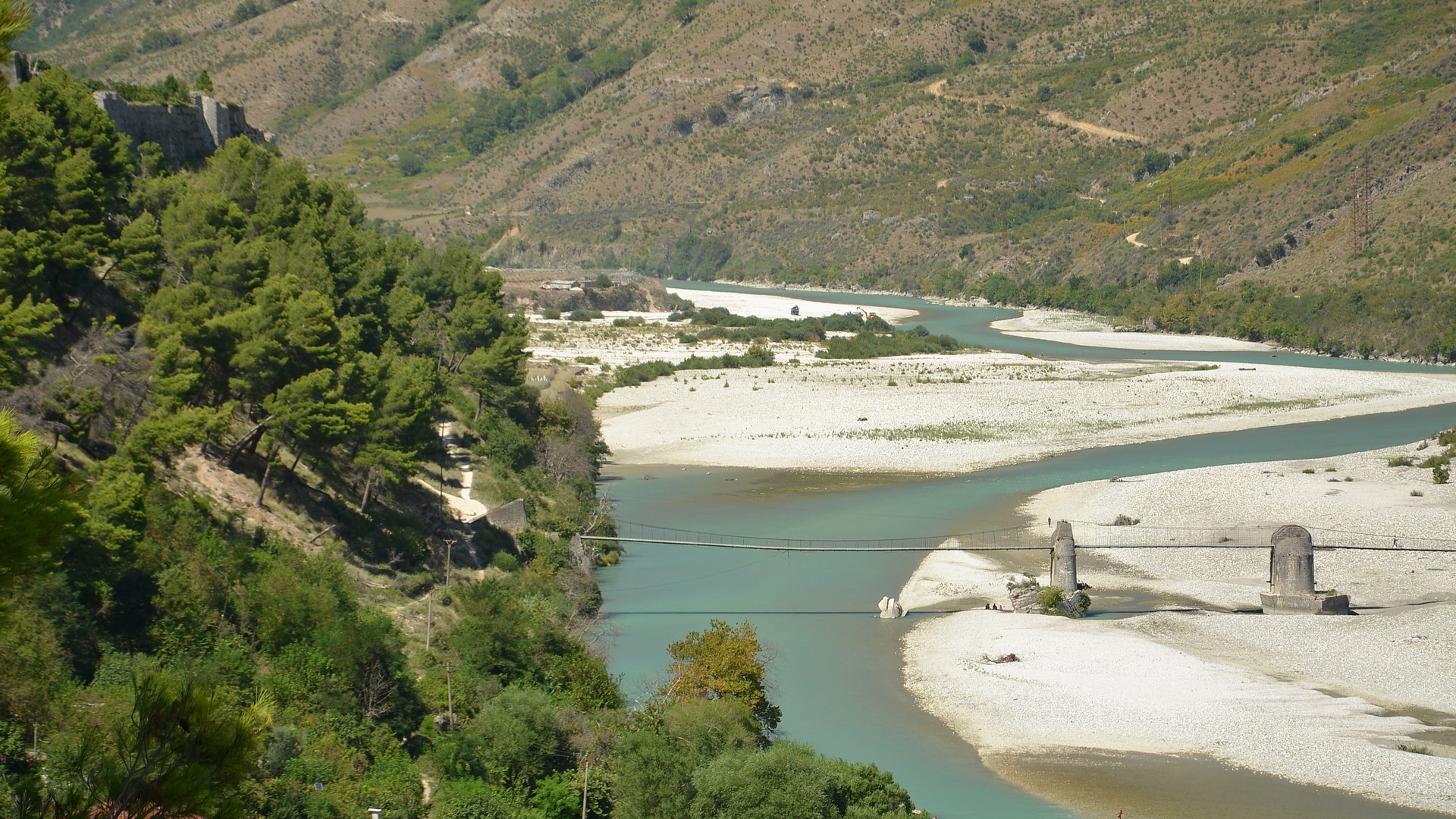 Wild Vjosa River landscape in southern Albania