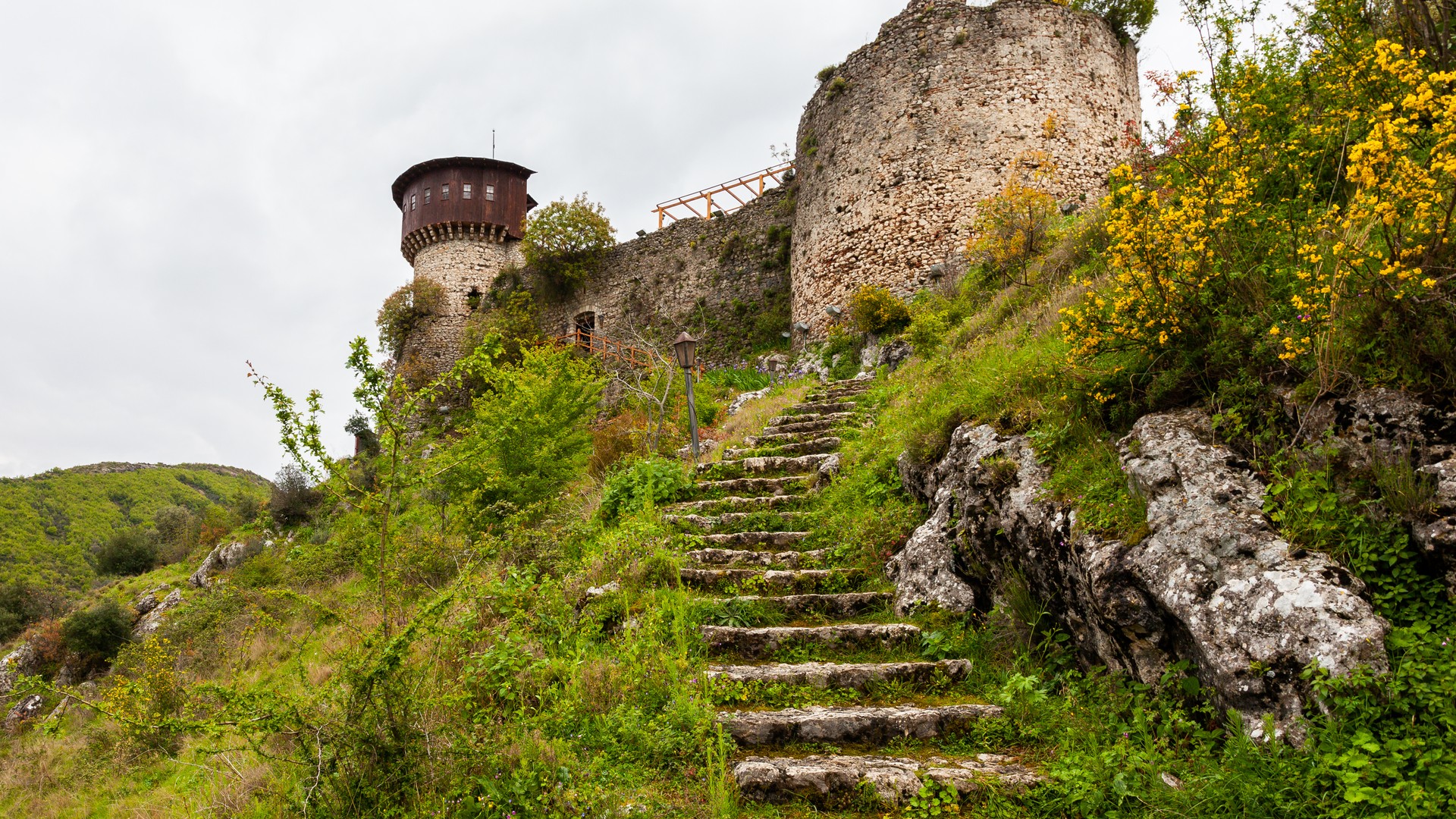 Petrela Castle and the surrounding Albanian countryside